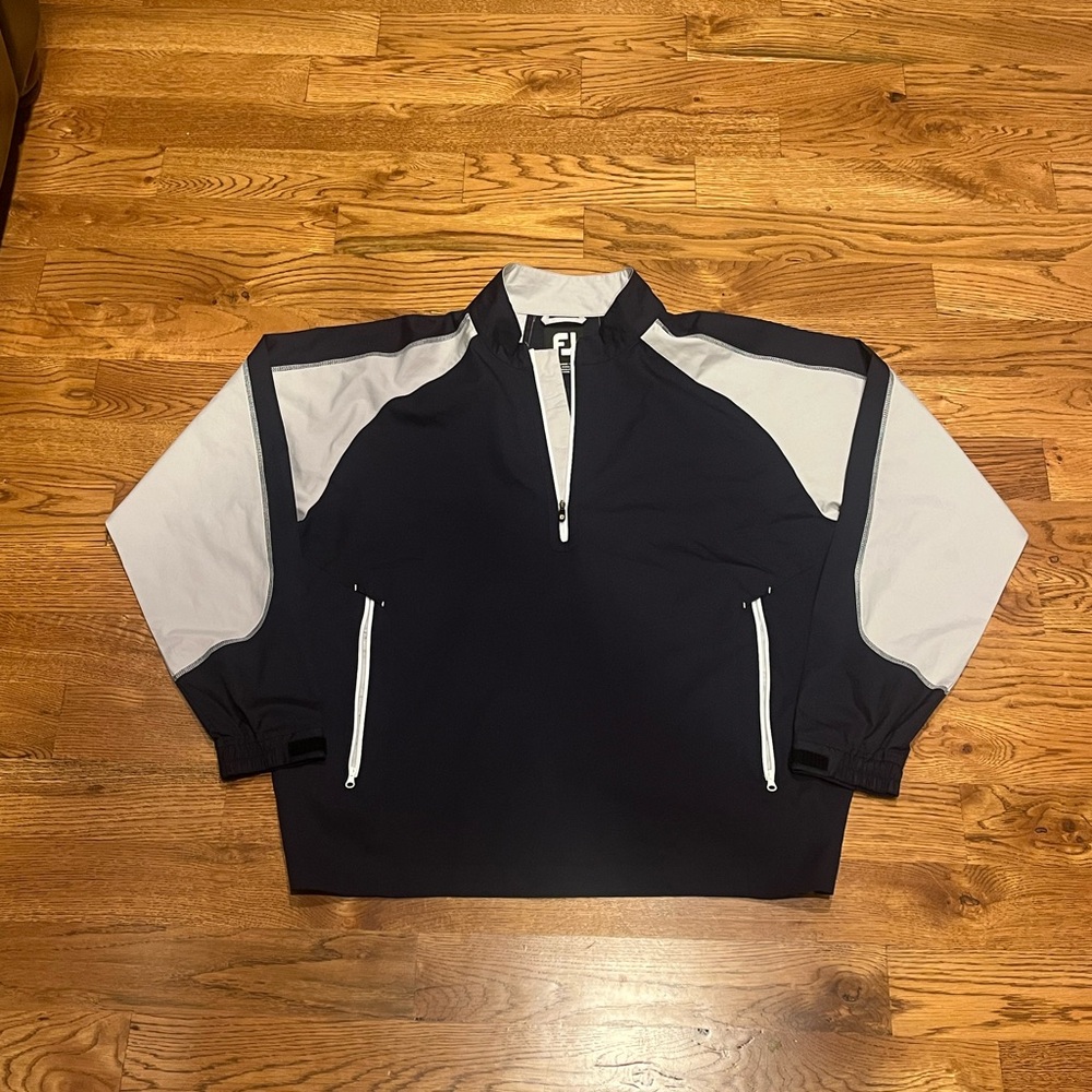 Mens FootJoy Navy and Gray Rain Q-Zip